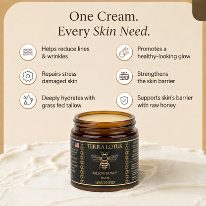 Terra Lotus - Organic Grass-Fed Beef Tallow Balm with Raw Honey